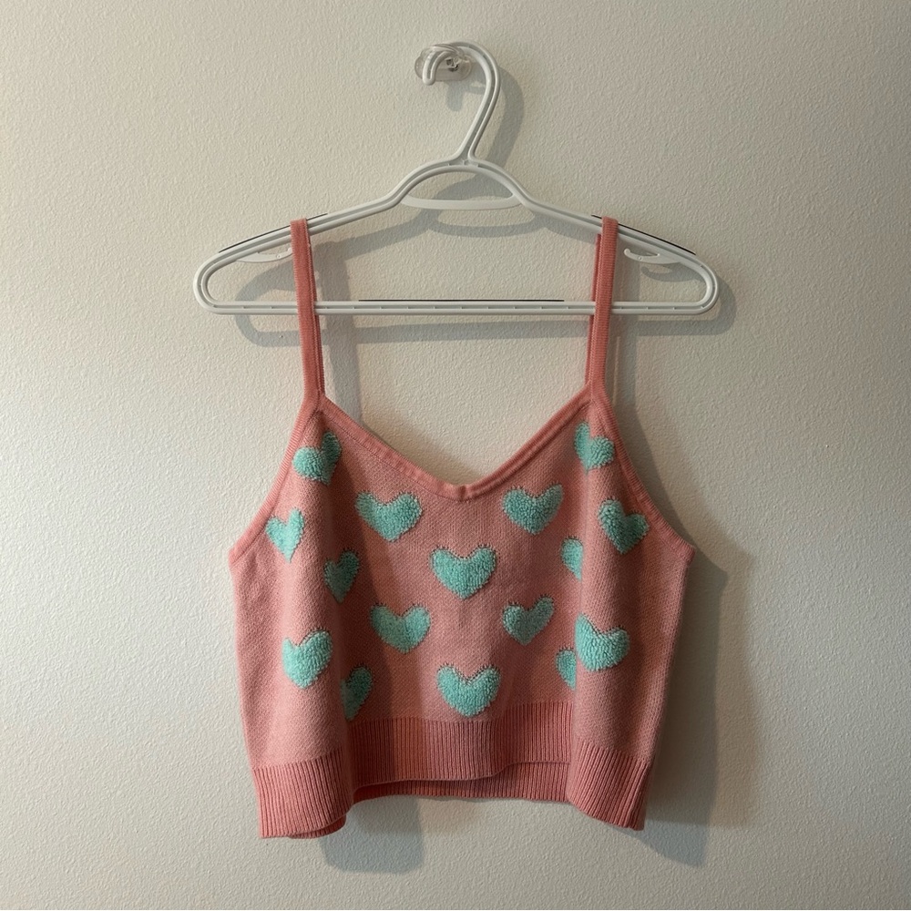 SHEIN pink and blue heart tank top 1X